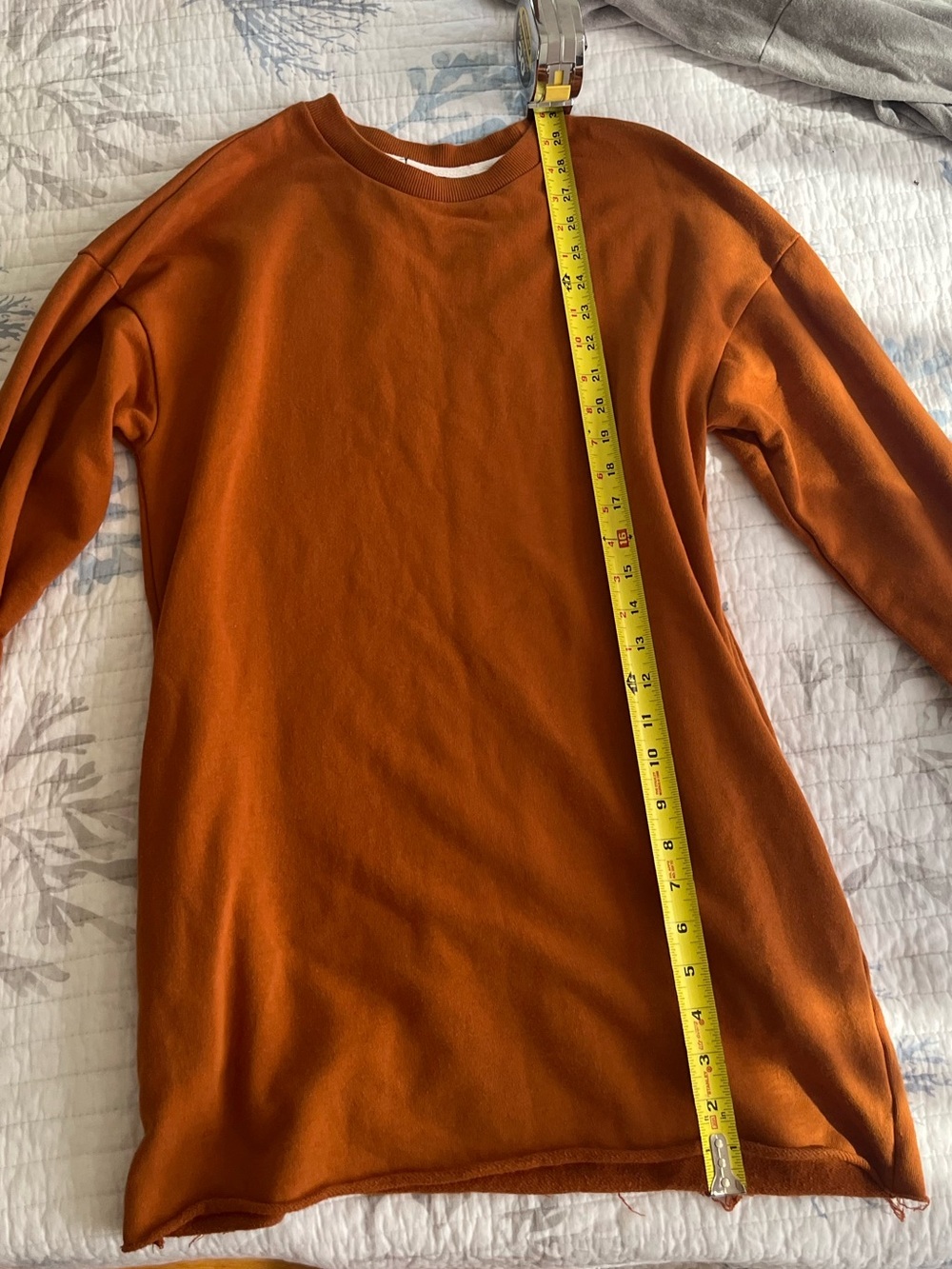 Burnt Orange Long Sleeve Sweatshirt Dress